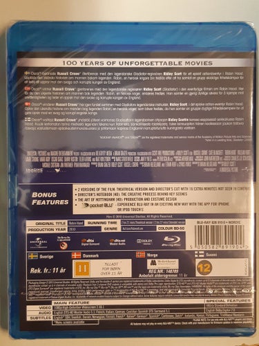 Blu-ray Robin Hood Russel Crowe Svensk text INPLASTAD