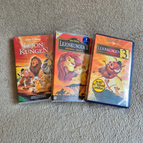 Filmpaket Lejonkungen I, II och III VHS-filmer Samla Lion King Collection Movies