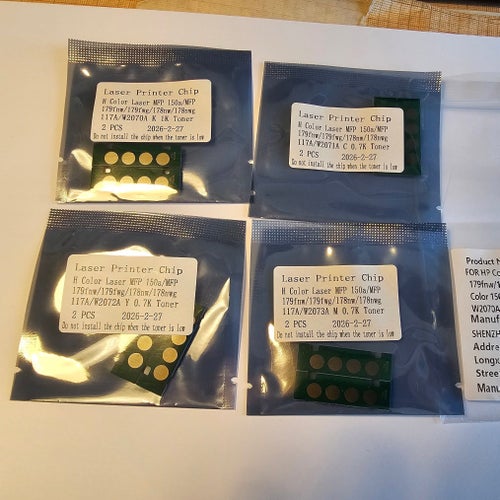 4 st HP Laser Printer Chips – Gul, Svart, Magenta, Cyan (2-pack per färg)