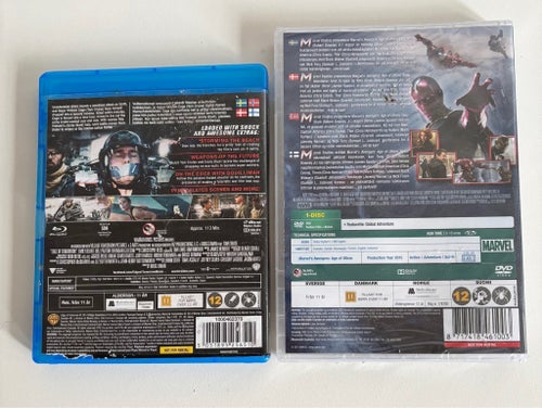 Edge of Tomorrow (Blu-ray) och Avengers: Age of Ultron (DVD)
