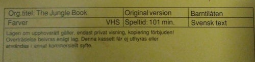 Djungelboken av Zoltan Korda Sabu Joseph Calleia, VHS. Svensk text