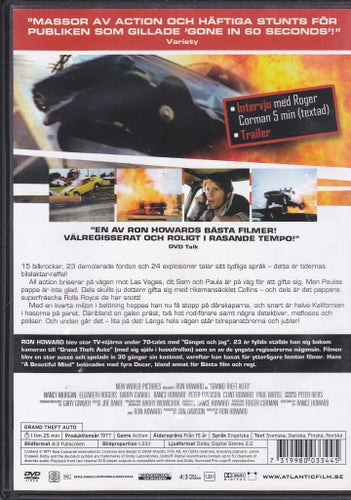 DVD / Grand Theft Auto / Ron Howard / "Rekord I Biljakter" / Fint skick