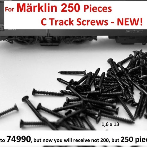250 stycken! C-Track Screws NY (50 gratis!) Liknar Märklin 74990