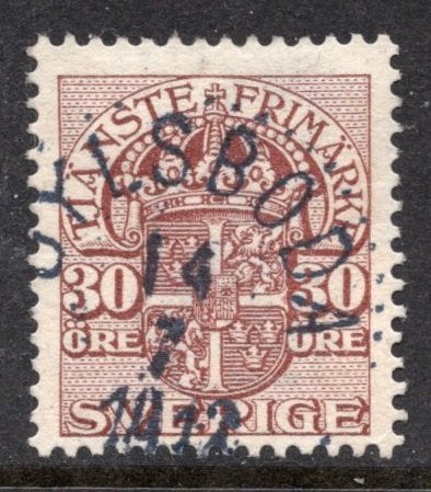 Tjänste 30 öre Tj36 stmp Gylsboda i Osby den 14.7.1912