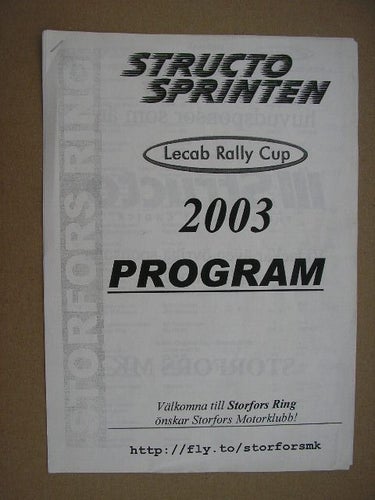 Rally Program Structosprinten Storfors Motorklubb 7/6 2004