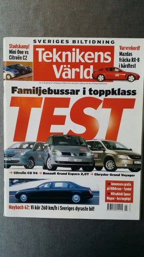 Teknikens Värld 3 2004: Mini One, Citroën C2 VTR, Mazda RX-8, VW Golf 2,0 TDI