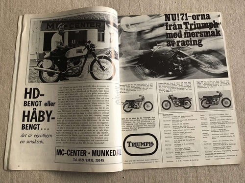 MC NYTT NR 7 1971 KAWASAKI 350 cc,HARLEY DAVIDSON,VM MOTOCROSS,DUNSTALL,ZUNDAPP