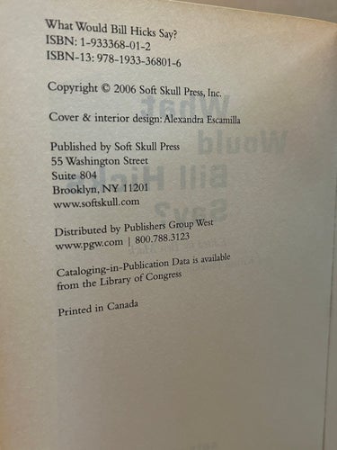 What Would Bill Hicks Say? by Ben Mack, bok, Very fine plus
