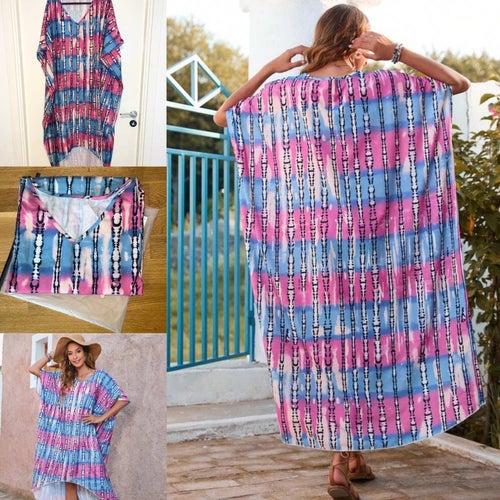 Ny stor v-ringad strandklänning badkimono i strl XL