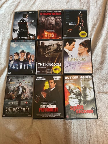 9 stDVD-filmer: Shooter, Straw Dogs, Waist Deep, The Faculty, The Kingdom, Funny