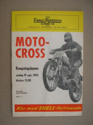 Program Motocross Kungsängsbanan Norrköping 19 sep. 1965