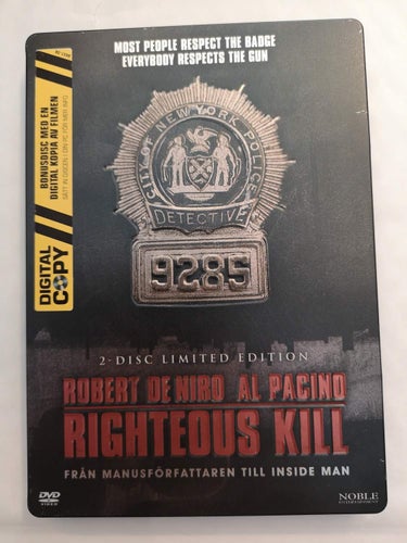 DVD Righteous Kill Robert De Niro Al Pacino Steelbox Svensk text