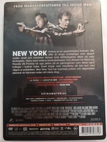 DVD Righteous Kill Robert De Niro Al Pacino Steelbox Svensk text