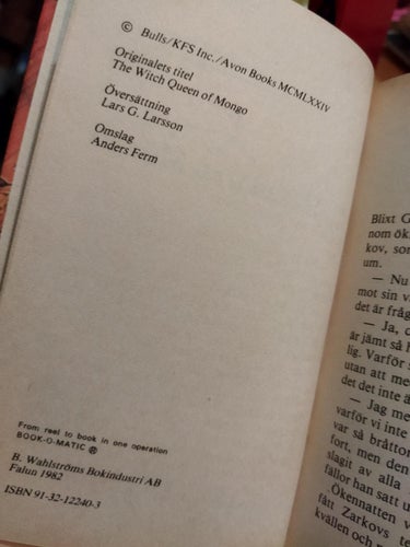 Blixt Gordon Häxan från Mongo av Alex Raymond, bok, VF+ Wahlström 2263