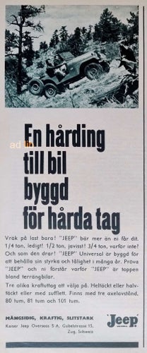 JEEP, REKLAM TIDNINGSANNONS 1964
