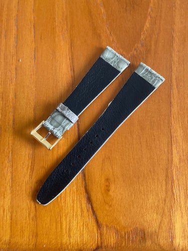 Läderband 20 mm Krokodil Grön vintage
