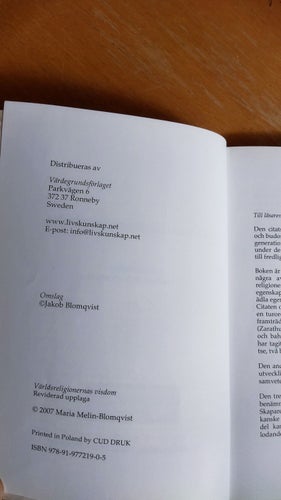 Världsreligionernas visdom av Maria Melin Blomqvist, Very Fine plus, SM