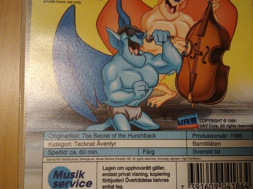 Ringaren i Notre dame VHS, svenskt tal