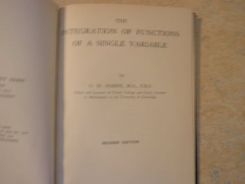 THE INTEGRATION OF FUNCTIONS OF A SINGLE VARIABLE av G.H. HARDY, 1916