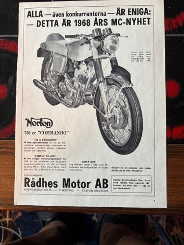 Norton 750 cc Commando 1968 annons