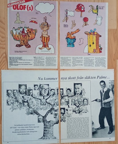 Olof Palme klipp, bilder och artiklar