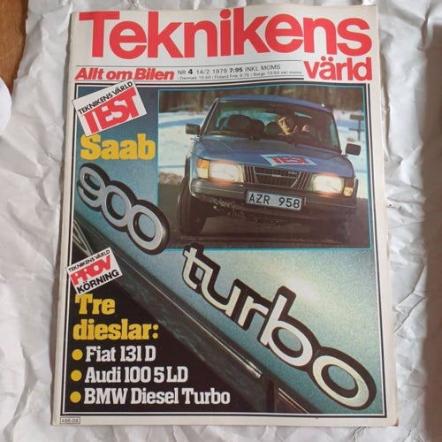 TEKNIKENS VÄRLD 1979, nr. 4, Fiat 131 D, BMW Diesel Turbo,