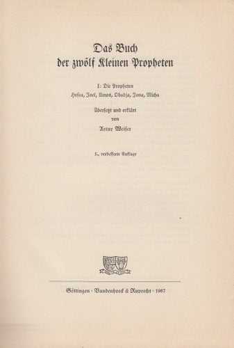 Das Buch der zwölf Kleinen Propheten I-II