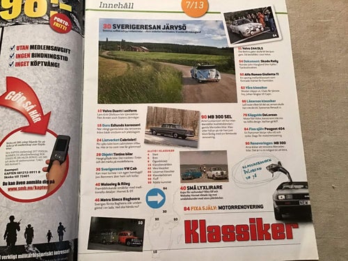 KLASSIKER NR 7 2013 VOLVO DUETT,VW CAB,MB 300 SEL,SKODA RALLY,VOLVO 244,JÄRVSÖ