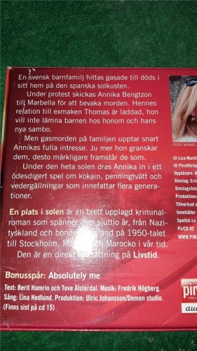 ljudbok..Lisa Marklund.. ...EN PLATS I SOLEN...(B).