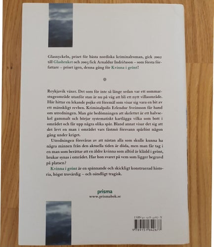 Kvinna i grönt av Arnaldur Indriðason, inbunden