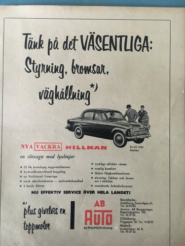 Hillman 1957 reklam annons