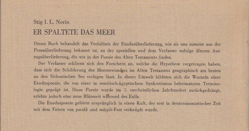 Norin, Stig I. L.: Er spaltete das Meer