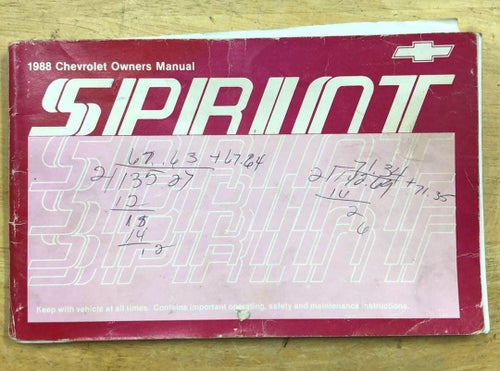 1988 Chevrolet Sprint Owner´s Manual