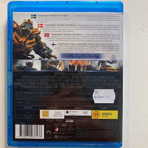 TRANSFORMERS - DARK OF THE MOON. BLU-RAY + DVD. ACTION -11.