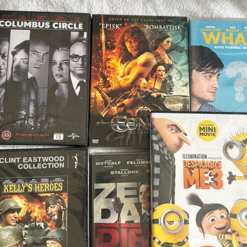 DVD-filmer: Columbus Circle, Conan The Barbarian, What If, Kelly's Heroes,