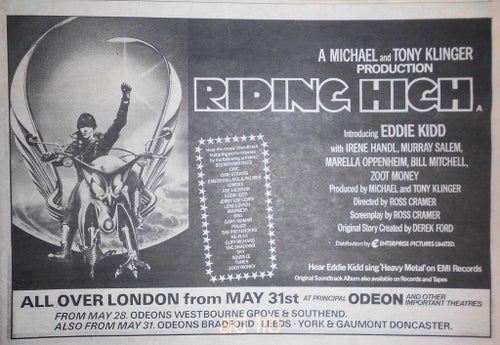 RIDING HIGH, FILM TIDNINGSANNONS 1981