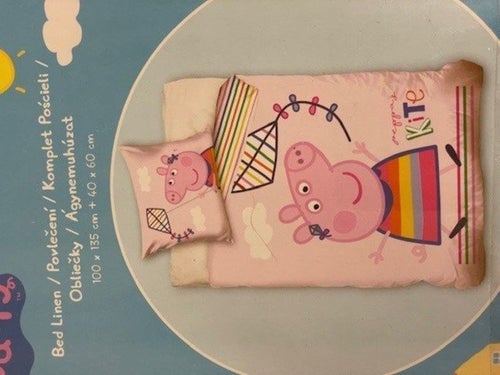 Peppa Pig Sängkläder/ 100% bomull. Mått: 100 x 135 cm ,40x60 CM