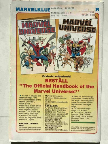Marvels Universum - 1988:8 VF- med pren.kupong