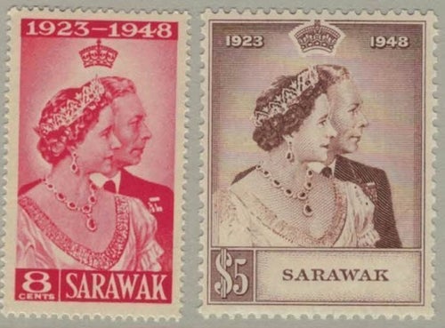 Sarawak Mi 165-66 George VI Silverbröllop 1948 ostämplat