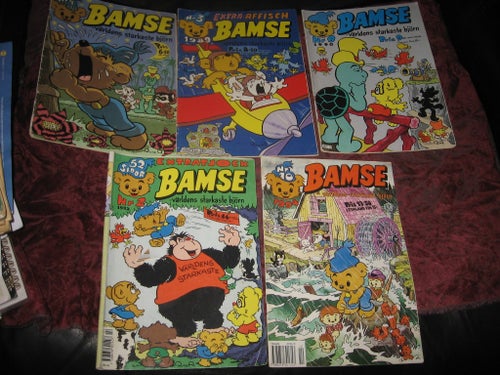 6 ST BAMSE VÄRLDENS STARKASTE BJÖRN SERIETIDNING NR 4 1986 + NR 3 1989 + NR 9 19