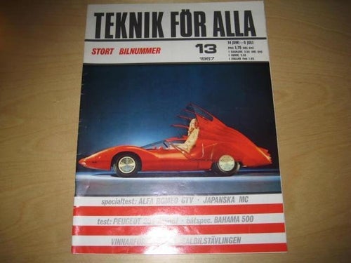 TEKNIK FÖR ALLA NR 13 1967 TEST: ALFA ROMEO GTV , PEUGEOT 204 KOMBI