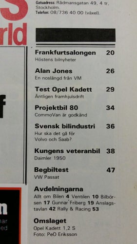 Teknikens Värld nr 21 1979: Opel Kadett 1,2 S, Daimler 1950, beg VW Passat