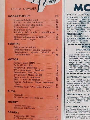 Teknikens Värld nr 7 1954: Maico M 200, ZIM, mc-nyheter