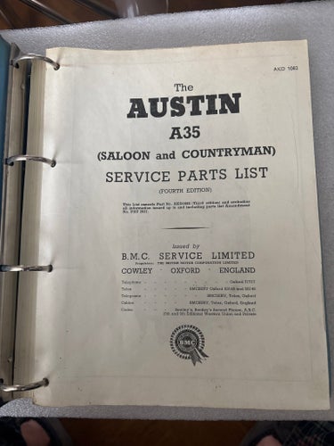 The Austin A35 (Saloon and Countryman) Service Parts List, Fourth Edition