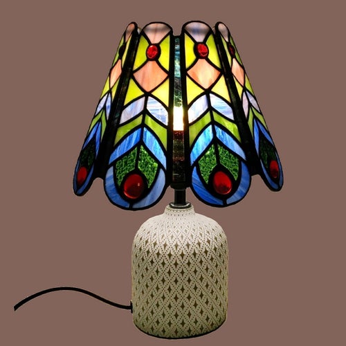 Stained Glass Table Lamp "Peacock"