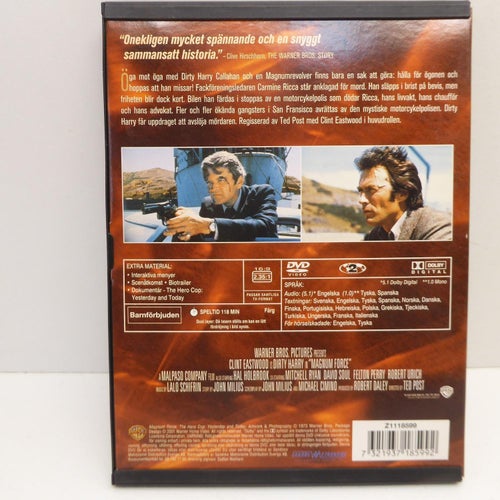 Magnum Force - Clint Eastwood - Region 2, DVD-film, Svensk text, Fint skick