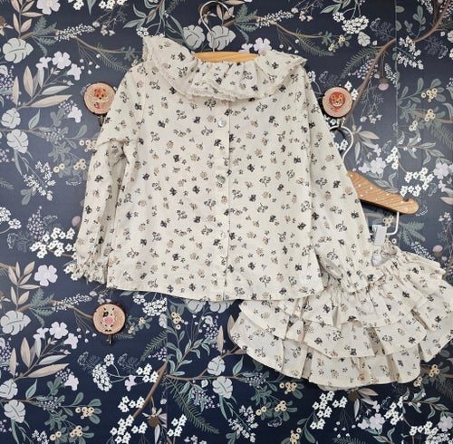La Petite Blosson Blouse och Bloomer Set Kräm Storlek 92/2Y