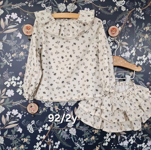 La Petite Blosson Blouse och Bloomer Set Kräm Storlek 92/2Y