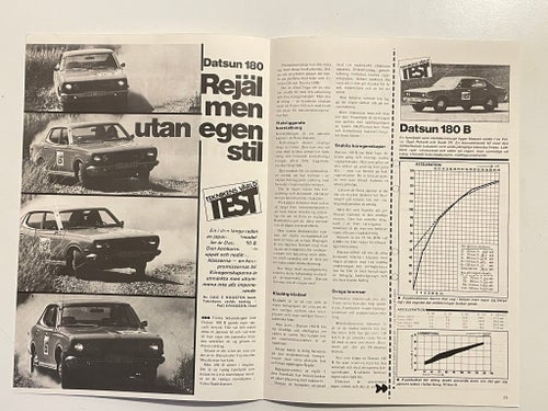 SÅ HÄR SKREV TEKNIKENS VÄRLD NR 18 1973 OM DATSUN 180B... FOLDER MKT FIN!