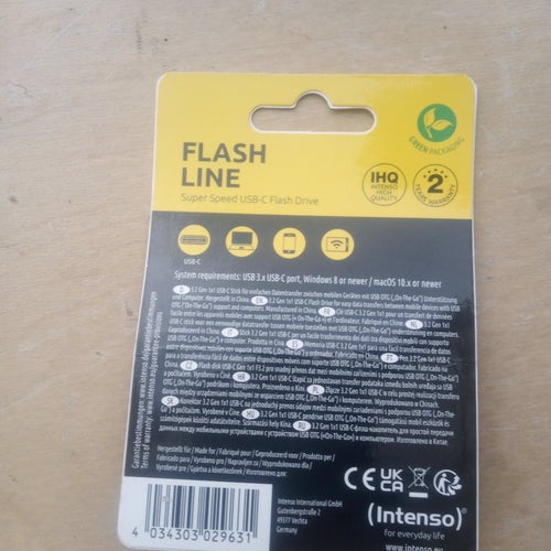 Intenso Flash Line USB-C Minne 32GB USB 3.2 – Helt NYTT & Oöppnat!